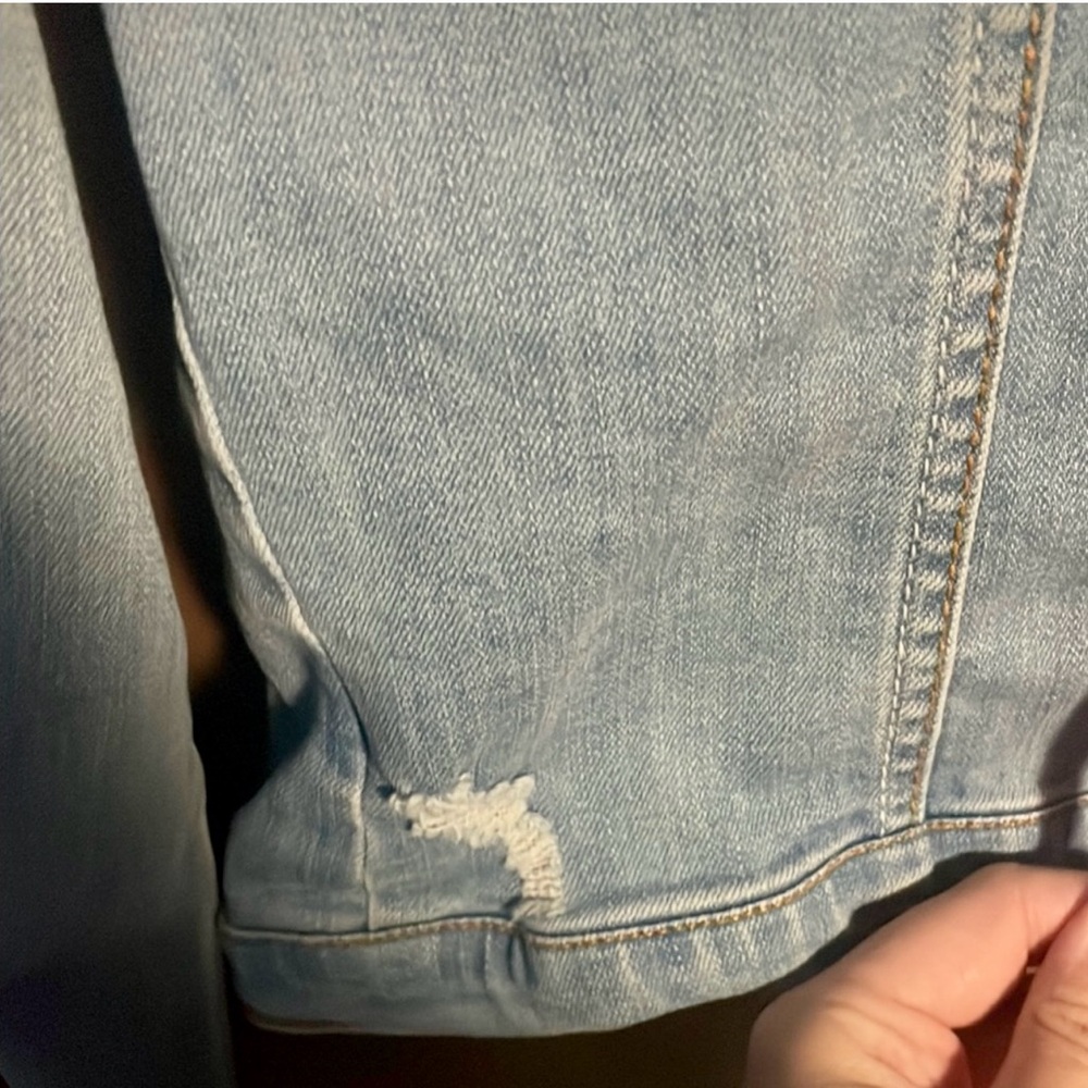 Jou Jou Blue Embroidered Cropped Jean Jacket - Picture 9 of 10